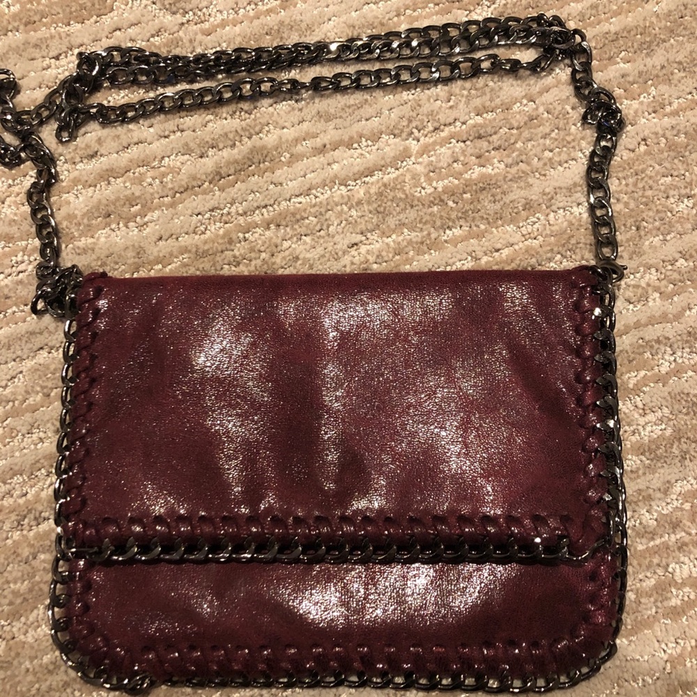 South Moon Under Plum Foldover Chain Purse